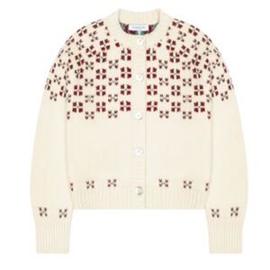 Calle Del Mar NWT WINTER FAIR ISLE CARDIGAN IN NATURAL OXBLOOD